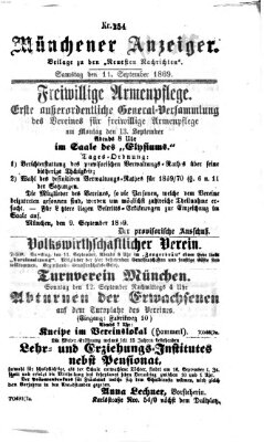 Münchener Anzeiger (Münchner neueste Nachrichten) Samstag 11. September 1869