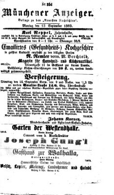 Münchener Anzeiger (Münchner neueste Nachrichten) Montag 13. September 1869