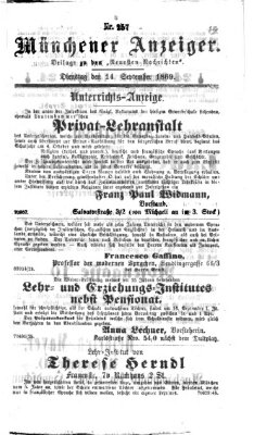 Münchener Anzeiger (Münchner neueste Nachrichten) Dienstag 14. September 1869