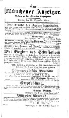 Münchener Anzeiger (Münchner neueste Nachrichten) Sonntag 19. September 1869