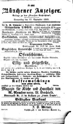 Münchener Anzeiger (Münchner neueste Nachrichten) Donnerstag 23. September 1869