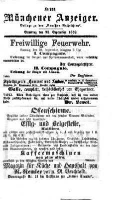 Münchener Anzeiger (Münchner neueste Nachrichten) Samstag 25. September 1869