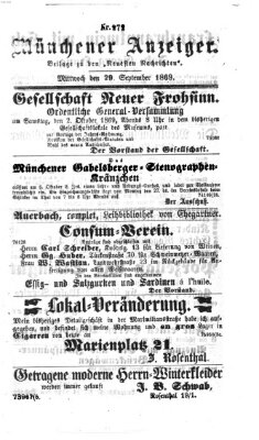 Münchener Anzeiger (Münchner neueste Nachrichten) Mittwoch 29. September 1869