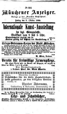 Münchener Anzeiger (Münchner neueste Nachrichten) Freitag 8. Oktober 1869