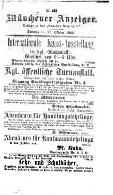 Münchener Anzeiger (Münchner neueste Nachrichten) Dienstag 12. Oktober 1869