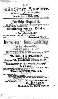 Münchener Anzeiger (Münchner neueste Nachrichten) Donnerstag 14. Oktober 1869