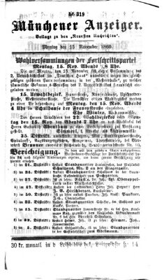 Münchener Anzeiger (Münchner neueste Nachrichten) Montag 15. November 1869