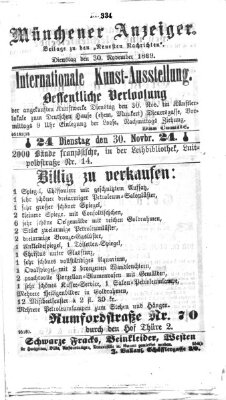 Münchener Anzeiger (Münchner neueste Nachrichten) Dienstag 30. November 1869