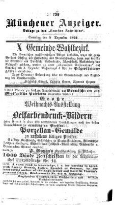 Münchener Anzeiger (Münchner neueste Nachrichten) Sonntag 5. Dezember 1869