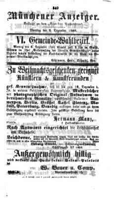 Münchener Anzeiger (Münchner neueste Nachrichten) Montag 6. Dezember 1869