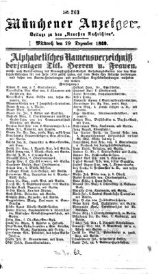 Münchener Anzeiger (Münchner neueste Nachrichten) Mittwoch 29. Dezember 1869