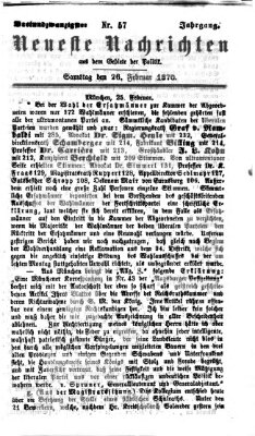 Neueste Nachrichten aus dem Gebiete der Politik (Münchner neueste Nachrichten) Samstag 26. Februar 1870