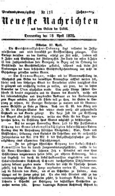 Neueste Nachrichten aus dem Gebiete der Politik (Münchner neueste Nachrichten) Donnerstag 28. April 1870