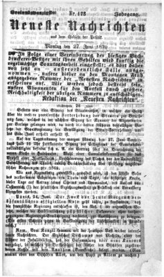 Neueste Nachrichten aus dem Gebiete der Politik (Münchner neueste Nachrichten) Montag 27. Juni 1870