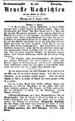 Neueste Nachrichten aus dem Gebiete der Politik (Münchner neueste Nachrichten) Montag 8. August 1870