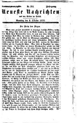 Neueste Nachrichten aus dem Gebiete der Politik (Münchner neueste Nachrichten) Samstag 8. Oktober 1870