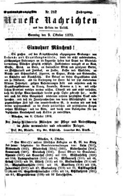 Neueste Nachrichten aus dem Gebiete der Politik (Münchner neueste Nachrichten) Sonntag 9. Oktober 1870