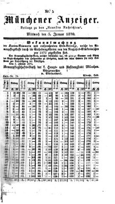 Münchener Anzeiger (Münchner neueste Nachrichten) Mittwoch 5. Januar 1870