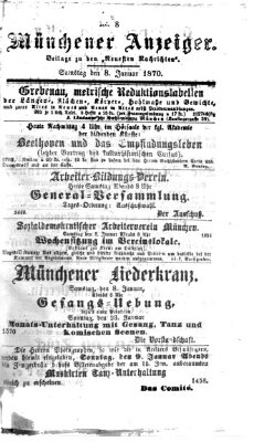 Münchener Anzeiger (Münchner neueste Nachrichten) Samstag 8. Januar 1870