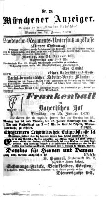 Münchener Anzeiger (Münchner neueste Nachrichten) Montag 24. Januar 1870