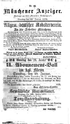 Münchener Anzeiger (Münchner neueste Nachrichten) Dienstag 25. Januar 1870