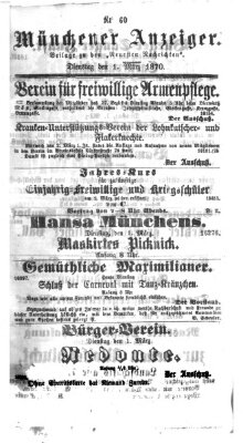 Münchener Anzeiger (Münchner neueste Nachrichten) Dienstag 1. März 1870