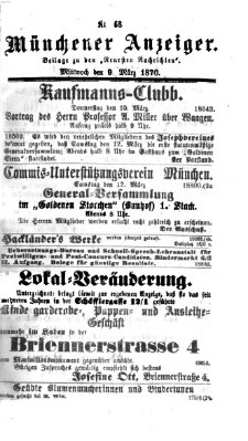 Münchener Anzeiger (Münchner neueste Nachrichten) Mittwoch 9. März 1870