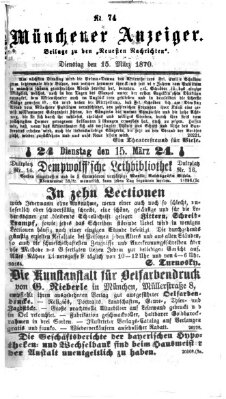 Münchener Anzeiger (Münchner neueste Nachrichten) Dienstag 15. März 1870