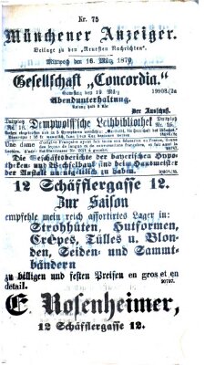 Münchener Anzeiger (Münchner neueste Nachrichten) Mittwoch 16. März 1870