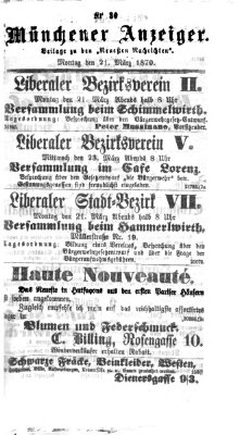 Münchener Anzeiger (Münchner neueste Nachrichten) Montag 21. März 1870