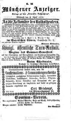 Münchener Anzeiger (Münchner neueste Nachrichten) Mittwoch 6. April 1870