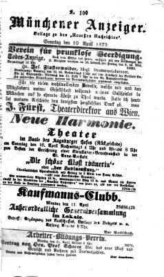 Münchener Anzeiger (Münchner neueste Nachrichten) Sonntag 10. April 1870