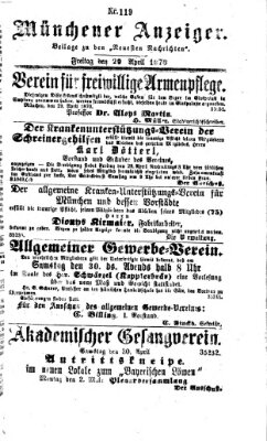 Münchener Anzeiger (Münchner neueste Nachrichten) Freitag 29. April 1870