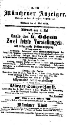 Münchener Anzeiger (Münchner neueste Nachrichten) Mittwoch 4. Mai 1870