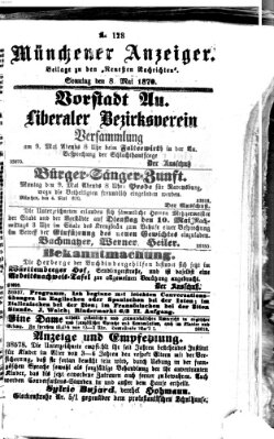 Münchener Anzeiger (Münchner neueste Nachrichten) Sonntag 8. Mai 1870