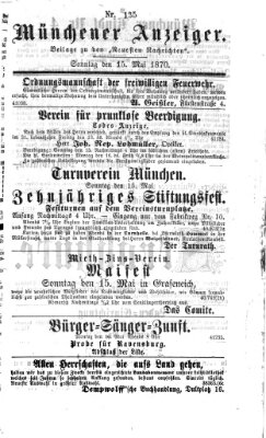 Münchener Anzeiger (Münchner neueste Nachrichten) Sonntag 15. Mai 1870