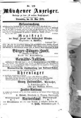 Münchener Anzeiger (Münchner neueste Nachrichten) Donnerstag 19. Mai 1870