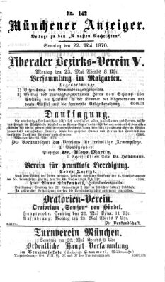 Münchener Anzeiger (Münchner neueste Nachrichten) Sonntag 22. Mai 1870