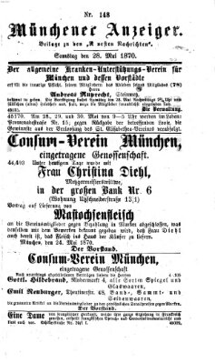 Münchener Anzeiger (Münchner neueste Nachrichten) Samstag 28. Mai 1870