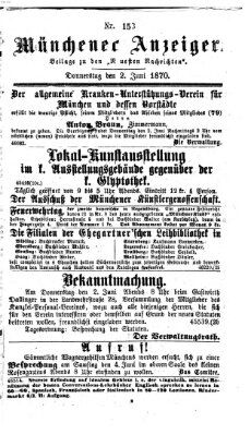 Münchener Anzeiger (Münchner neueste Nachrichten) Donnerstag 2. Juni 1870