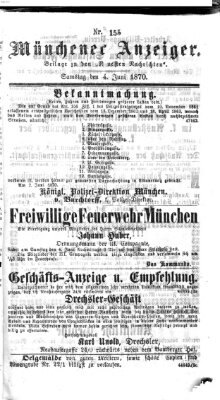 Münchener Anzeiger (Münchner neueste Nachrichten) Samstag 4. Juni 1870