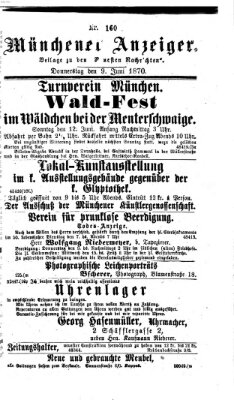 Münchener Anzeiger (Münchner neueste Nachrichten) Donnerstag 9. Juni 1870