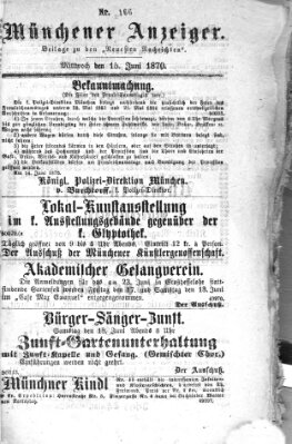 Münchener Anzeiger (Münchner neueste Nachrichten) Mittwoch 15. Juni 1870