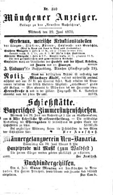 Münchener Anzeiger (Münchner neueste Nachrichten) Mittwoch 29. Juni 1870