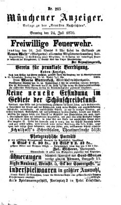 Münchener Anzeiger (Münchner neueste Nachrichten) Sonntag 24. Juli 1870