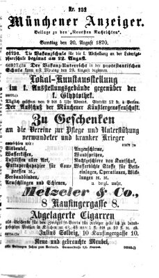 Münchener Anzeiger (Münchner neueste Nachrichten) Samstag 20. August 1870