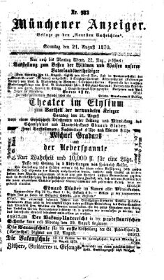 Münchener Anzeiger (Münchner neueste Nachrichten) Sonntag 21. August 1870