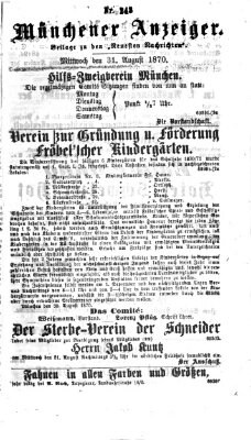 Münchener Anzeiger (Münchner neueste Nachrichten) Mittwoch 31. August 1870