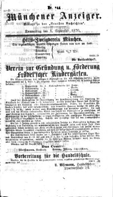 Münchener Anzeiger (Münchner neueste Nachrichten) Donnerstag 1. September 1870