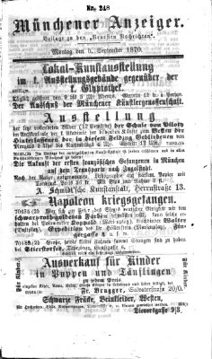 Münchener Anzeiger (Münchner neueste Nachrichten) Montag 5. September 1870